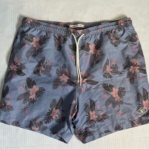 PacSun Blue Floral Board Shorts Swim Trunks with Pink Accents Mens XL (flaw)
